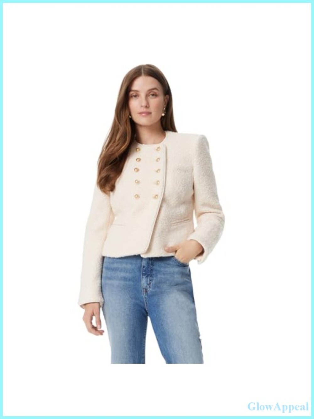 Double Breasted Collarless Blazer 100% Polyester Business Casual